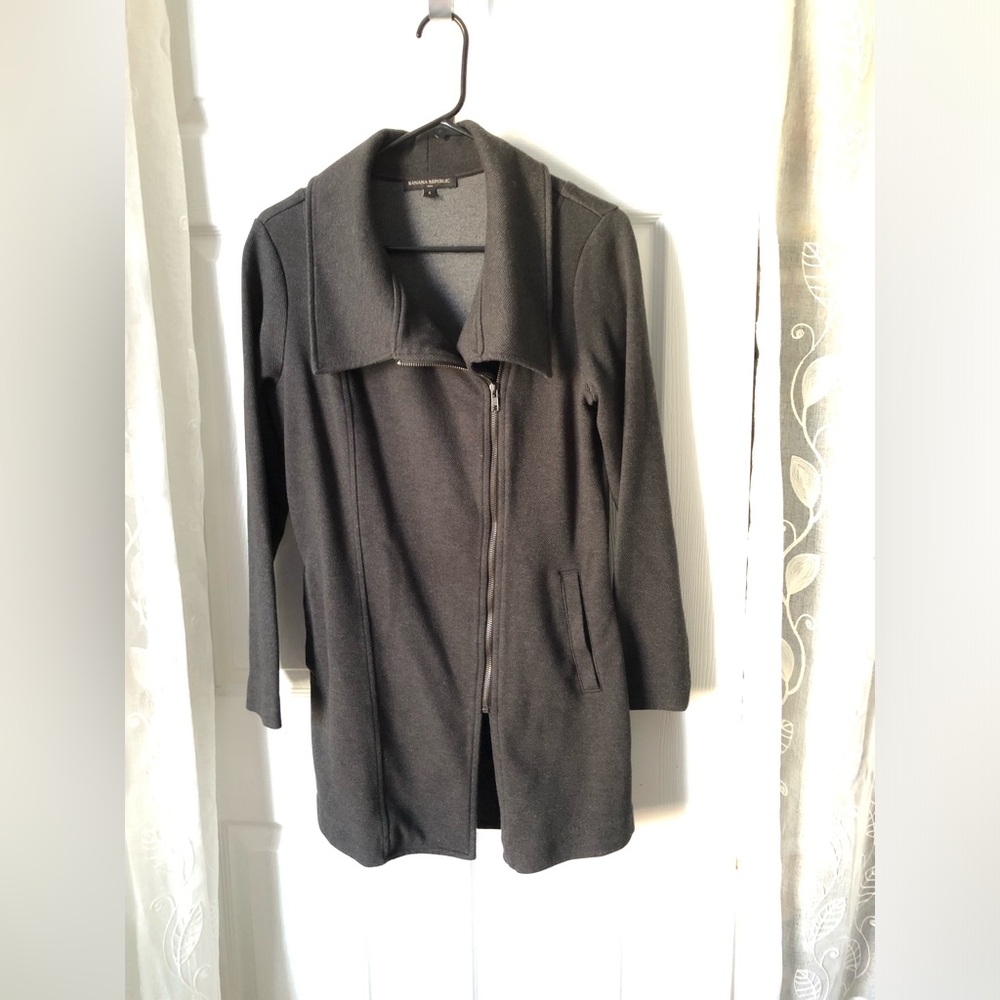 Banana Republic Blazer Womens sz S Asymmetrical Jacket Preppy Retro Career Moto